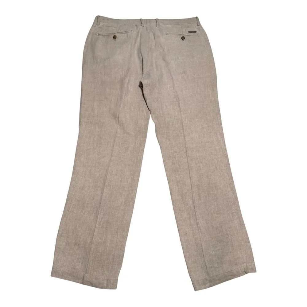 Burberry Brit Tan Straight Pleated Cotton Blend Pants Men's 38 FLAWS (38x31.25)‎